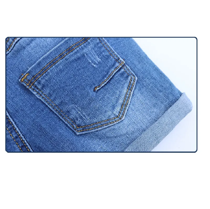 Chicas Pantalones Cortos Vaqueros Lavado Agua 2022 Verano Nuevo Estilo Ropa Infantil Pantalones de Algodón Moda Mayorista Hecho a Medida