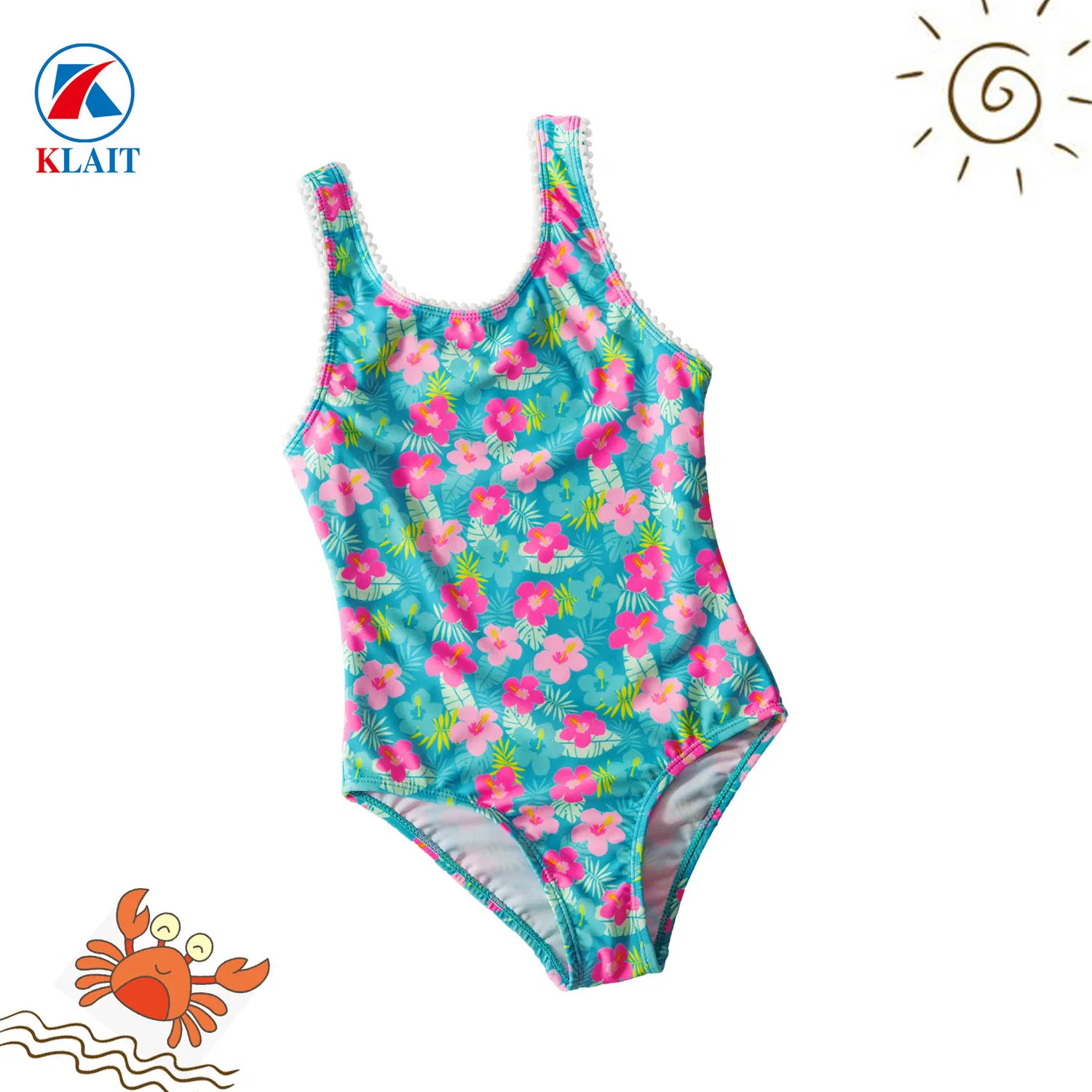 Traje de baño de una pieza personalizado con protección UV 50 disponible para niñas 3-14t