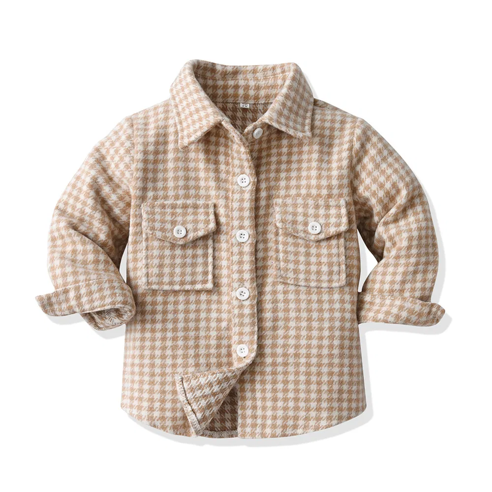 Chaqueta de bebé niño invierno algodón de manga larga a cuadros camisa infantil abrigo exterior ropa para niños chaqueta de forro polar chaqueta de invierno para niñas camisa a cuadros ODM OEM