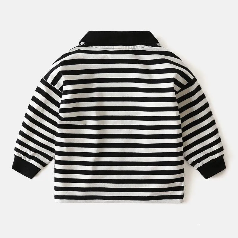 Niños Camisetas Polo de Manga Larga de Diferentes Colores Nueva Moda Camiseta Polo para Niños Ropa al por mayor Camiseta de Hilo Teñido Camiseta Polo para Niños Top de Moda Ropa para Bebés
