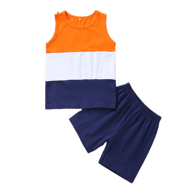 Conjunto de pijamas de rayas sin mangas para niños con estampado de números y letras 100% Pijamas de algodón para bebés Ropa para niños
