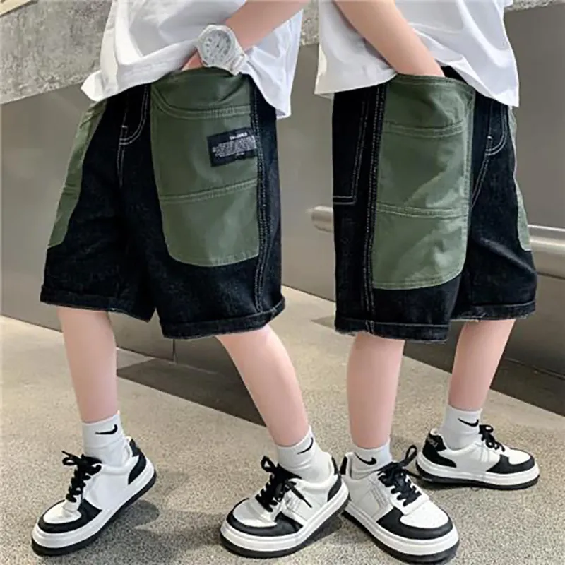 Ropa personalizada para niños, ropa para niños, jeans de verano, vaquero de algodón, cintura elástica, jeans para bebés