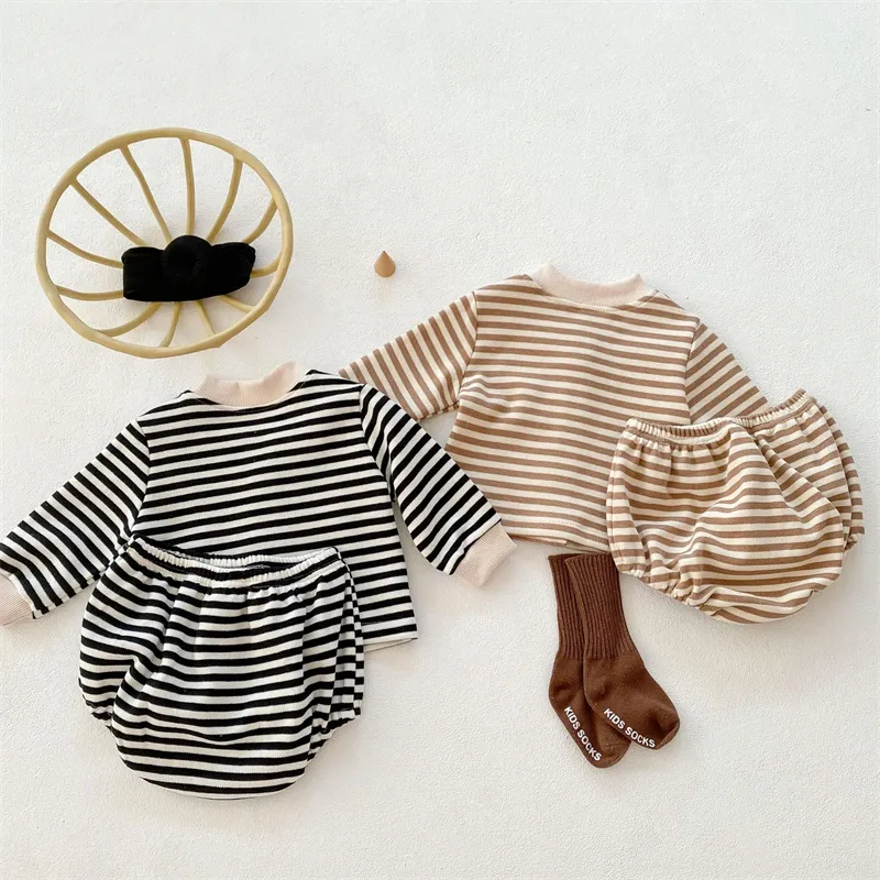 Ropa para bebé recién nacido, conjunto de manga larga y pantalones cortos, atuendos para niños pequeños, boutique