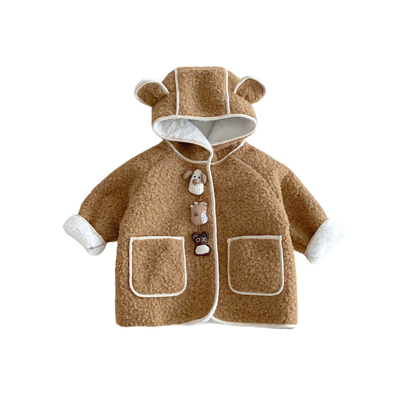 Abrigo de invierno para niños, chaqueta de forro polar cálida, abrigo exterior para bebés, chaqueta casual para niñas