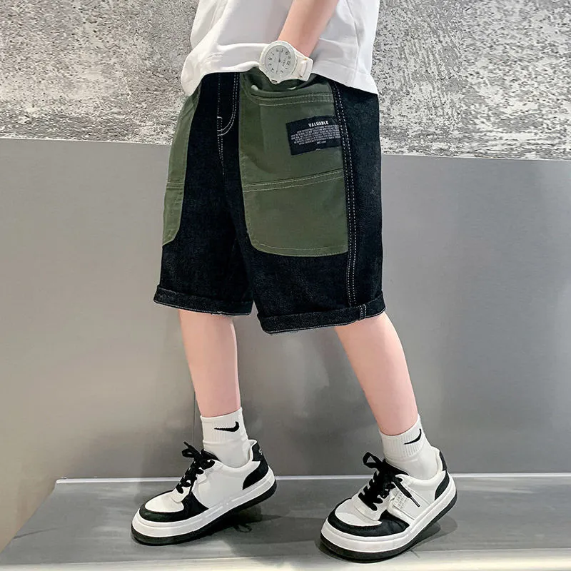 Ropa personalizada para niños, ropa para niños, jeans de verano, vaquero de algodón, cintura elástica, jeans para bebés