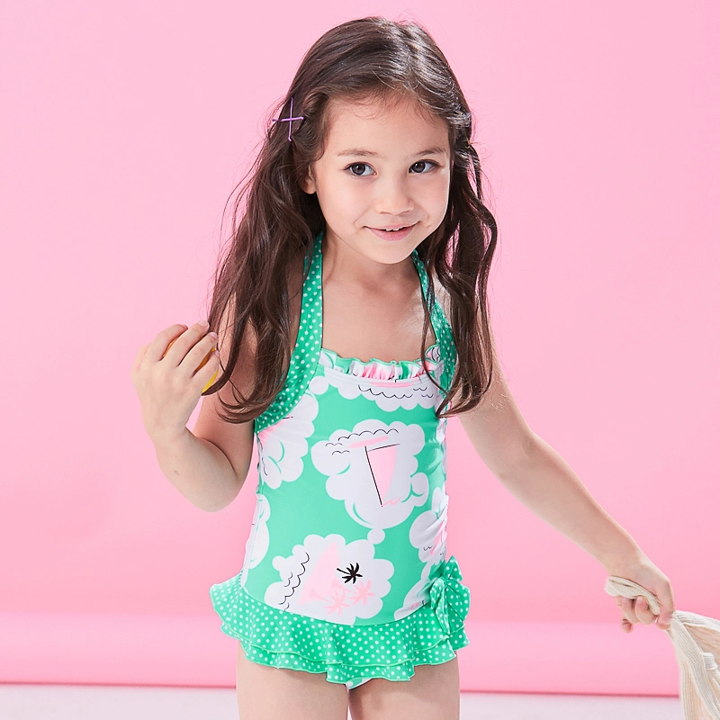 Bañador de una pieza para niña con bikini, traje de baño con volantes dobles, ropa de baño para niña