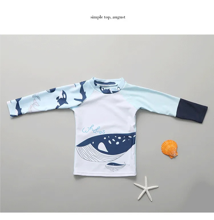 Niños 2-Piece Conjunto de Manga Larga y Pantalones Traje de Baño Rápido Secado con Estampado de Ballena para Playa Piscina Natación
