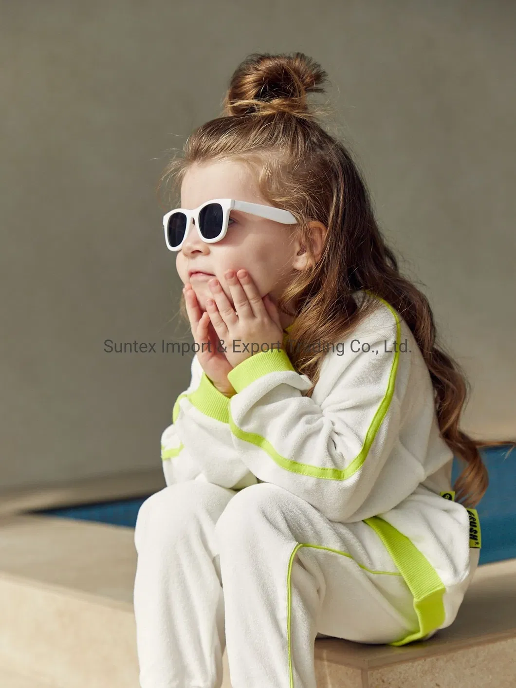 100% Tela de punto de algodón Terry color blanco ropa para niños ropa infantil
