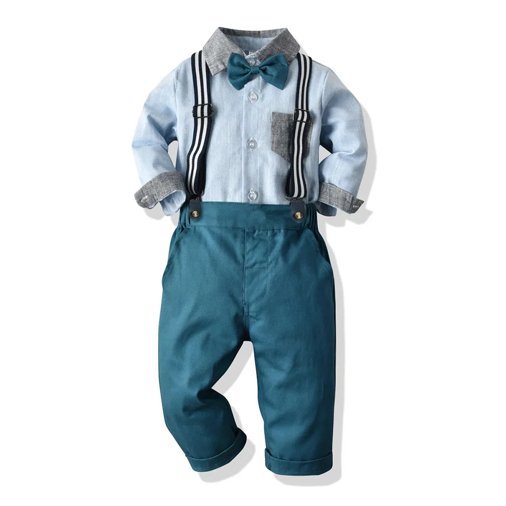 Camisa de manga larga de algodón para niños y pantalones con tirantes, conjunto navideño para niños pequeños, ropa para niños, traje de fiesta para niños, ropa navideña, ropa de vacaciones