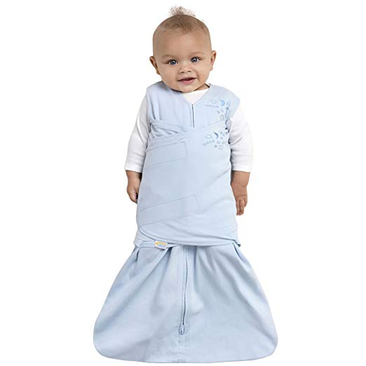 Saco de dormir para niños pequeños 100% Saco de algodón, prendas de swaddle para bebés y niños en azul