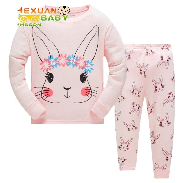 Pijamas de algodón para niños al por mayor 2-7y 2025 ropa de dormir de manga larga para bebés conjunto de ropa de noche para niños tejido impreso de verano