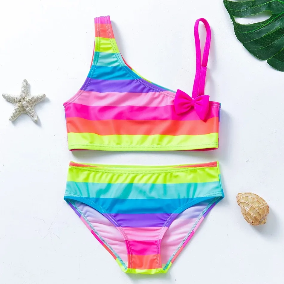 Traje de baño personalizado de flamenco, conjuntos de bikini de verano, ropa de baño para niños