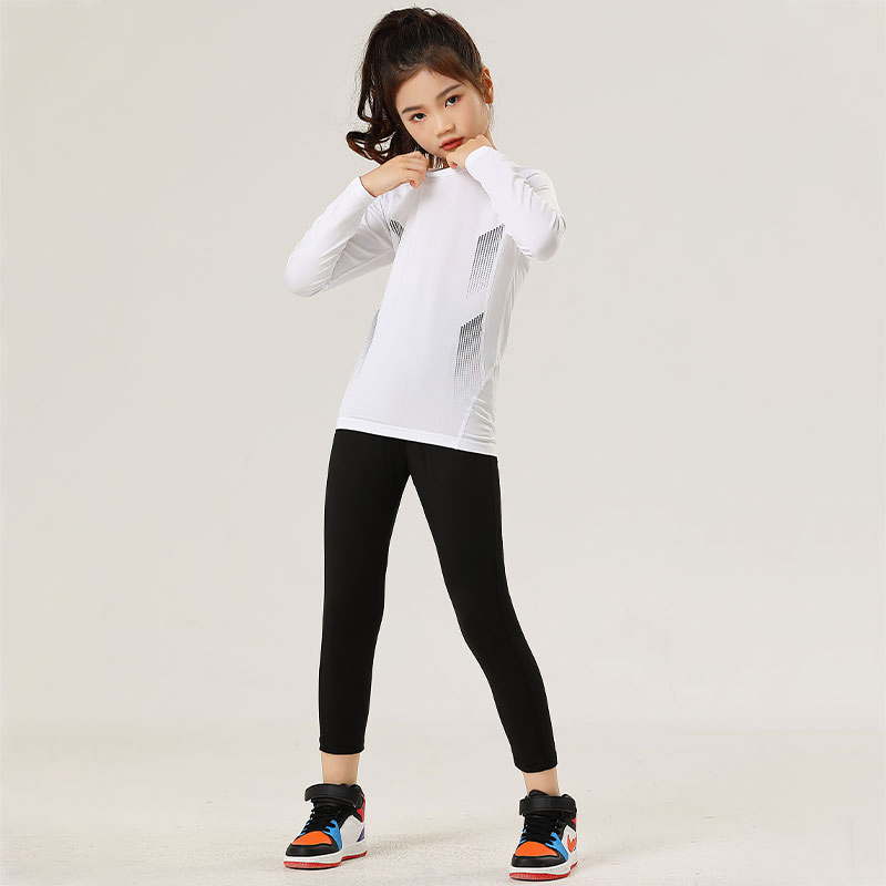 Conjunto de sudadera delgada para niños, cuello redondo, ajuste ceñido, transpirable, ropa deportiva