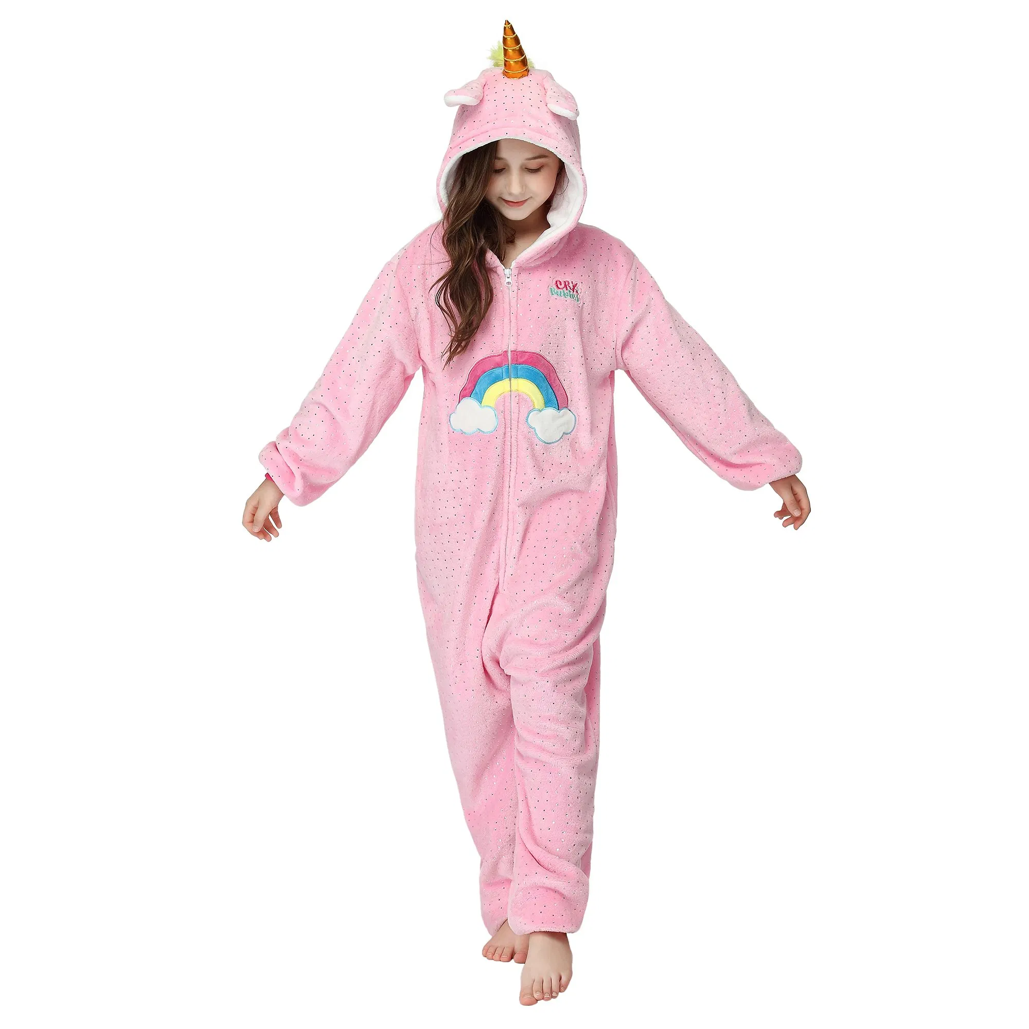 Pijama con capucha de felpa suave y cálida de coral, disfraz de unicornio, pijamas de Halloween, pijamas de personajes, regalos de Navidad para niños