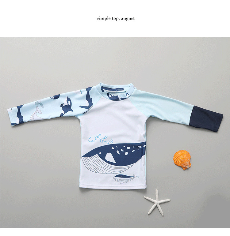 Niños 2-Piece Conjunto de Manga Larga y Pantalones Traje de Baño Rápido Secado con Estampado de Ballena para Playa Piscina Natación
