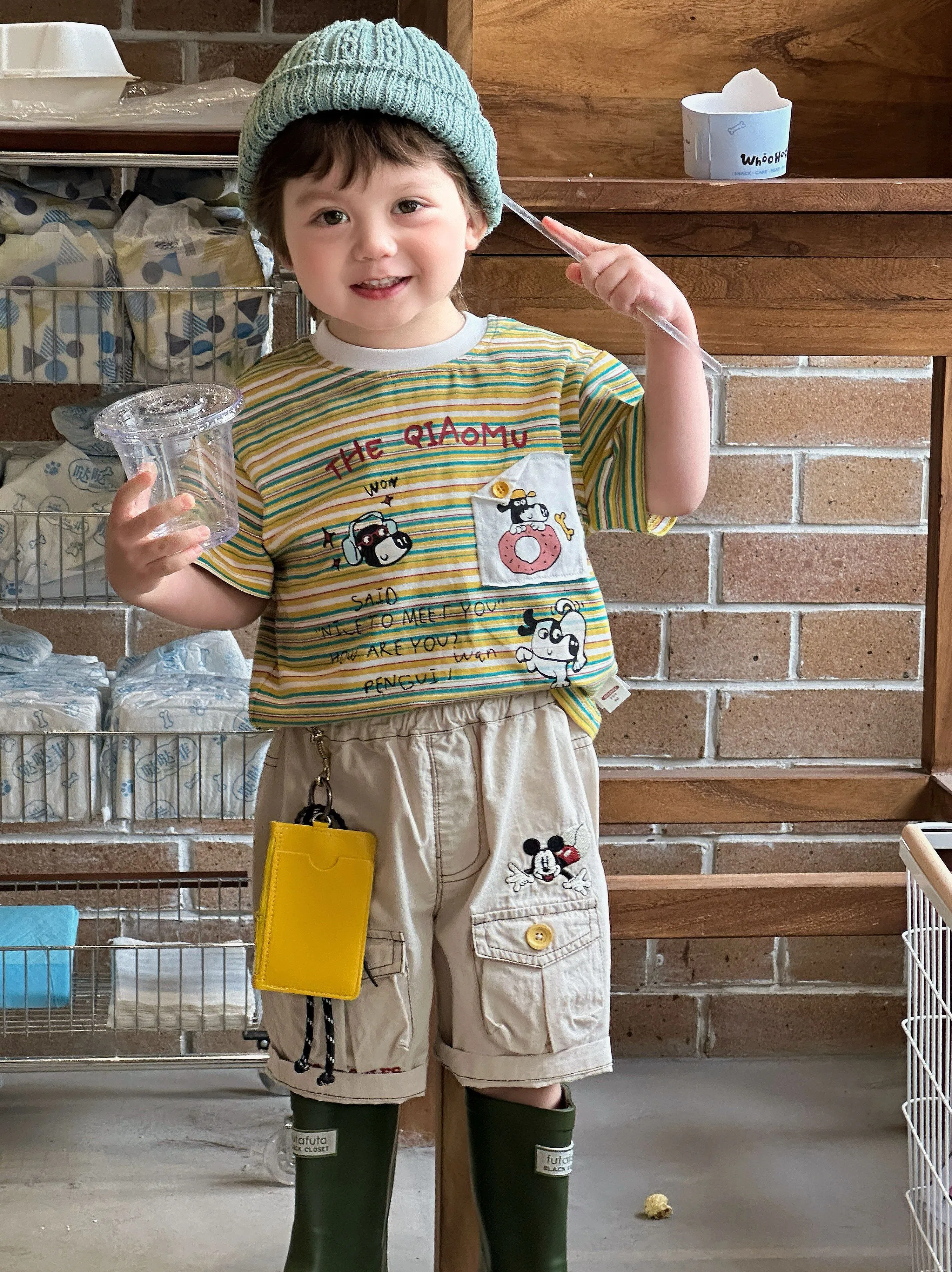 Ropa de algodón para bebés para la ropa de verano de los niños con camiseta