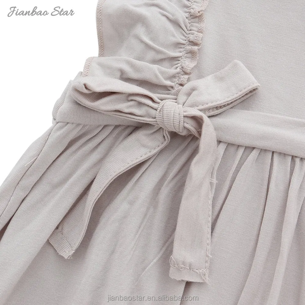 Vestido sin mangas de color liso de verano para niñas pequeñas con volantes y lazo