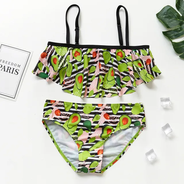 Traje de baño personalizado de flamenco, conjuntos de bikini de verano, ropa de baño para niños