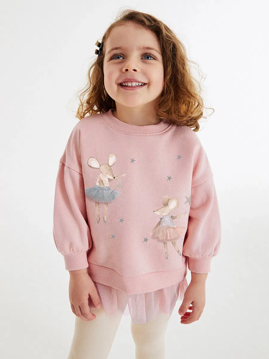 2025 Sudadera de Otoño para Niña y Leggings 2PCS Conjunto de Ropa Infantil Falda con Estampado de Dibujos Animados