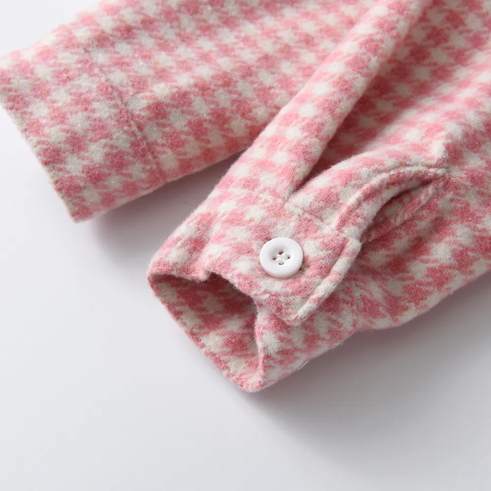 Ropa de bebé niño camisa de cuadros de algodón de manga larga para invierno, ropa infantil con abrigo cepillado, chaqueta de forro polar para niños, chaqueta de invierno para niñas, logo personalizado
