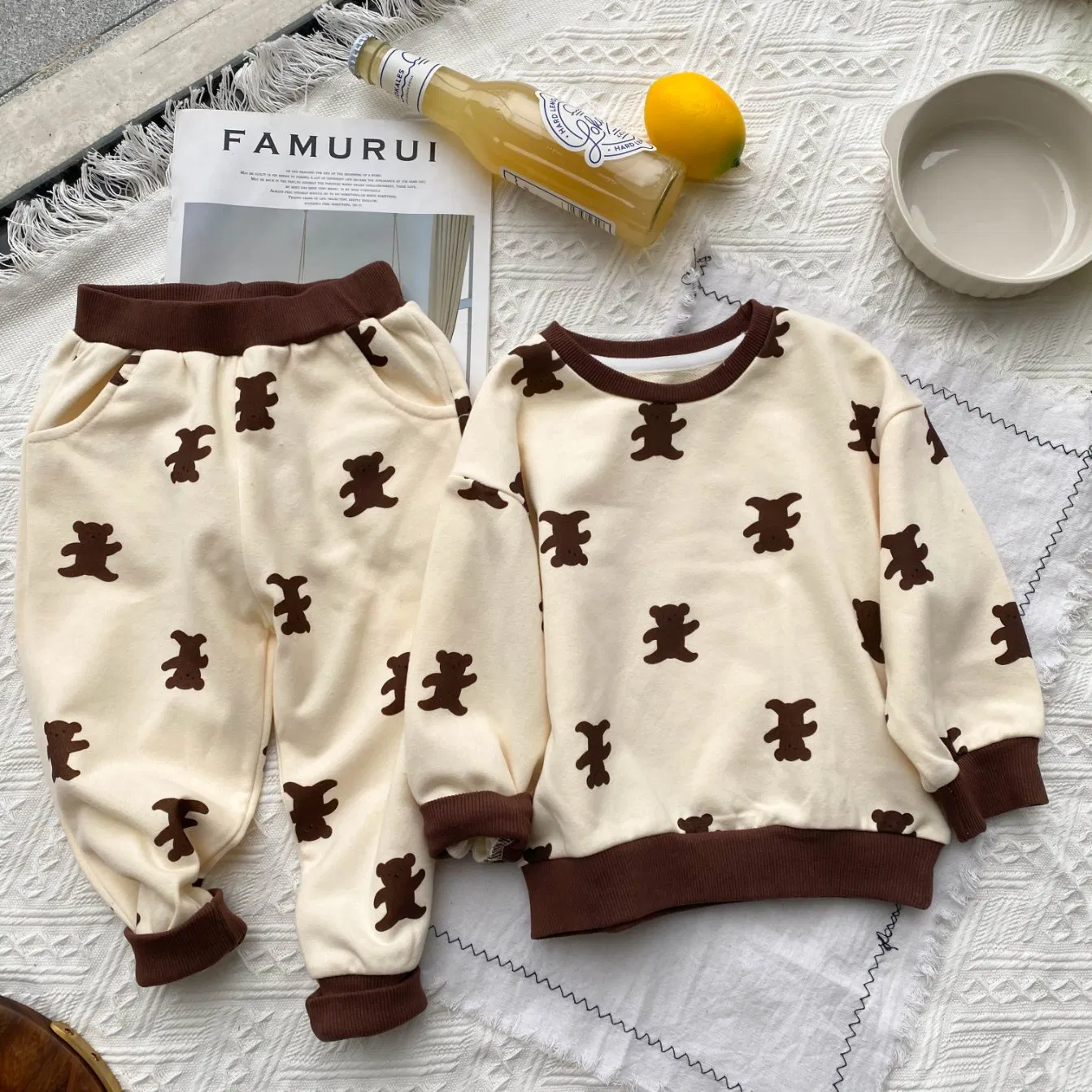 Conjunto de pijamas para niños, ropa de otoño para bebés, clase A, 100% algodón, nuevo estilo de ropa infantil de otoño, pantalones de otoño, ropa de casa para hombres