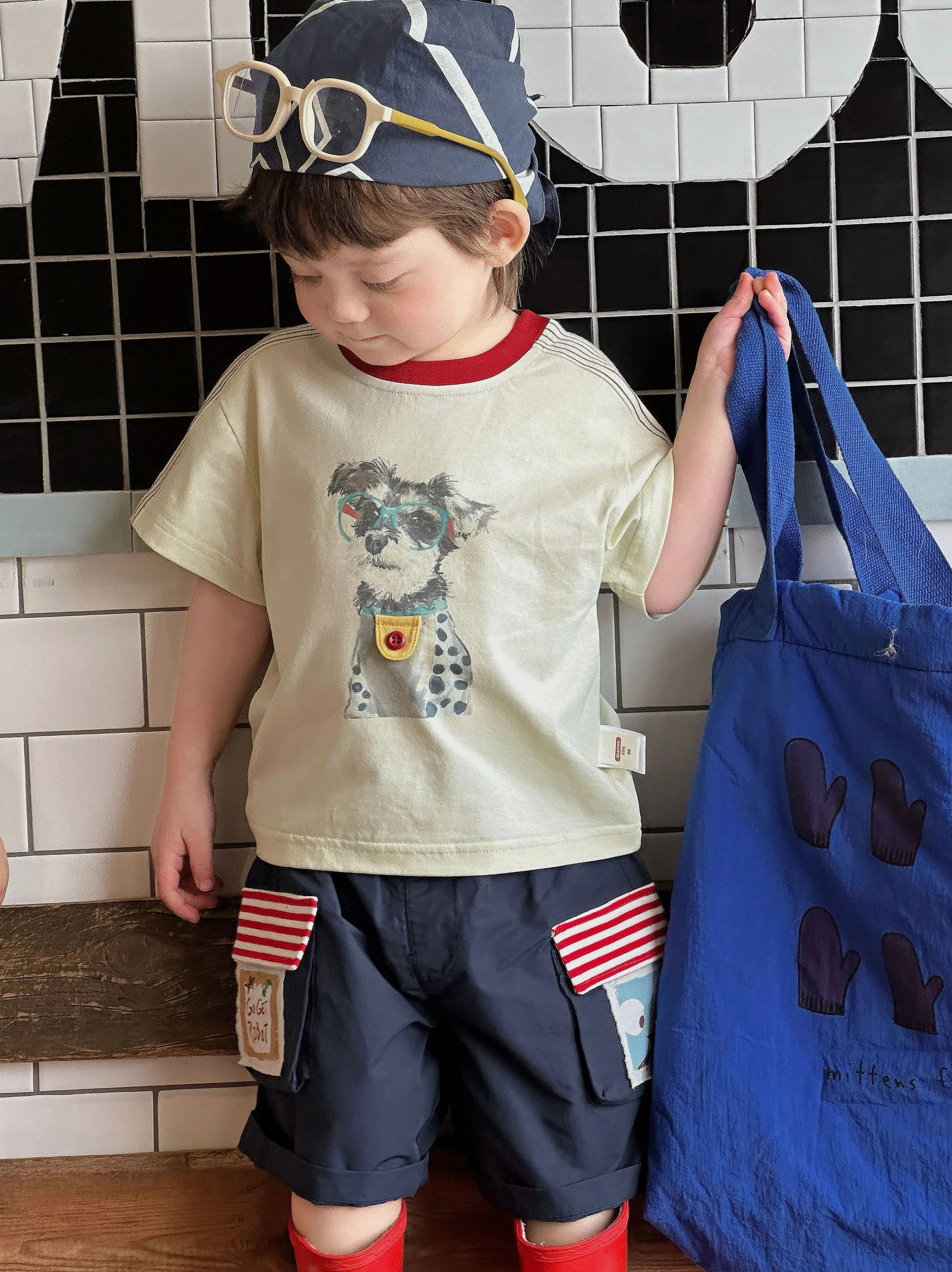 Ropa de verano de algodón para niños con camiseta y pantalones cortos