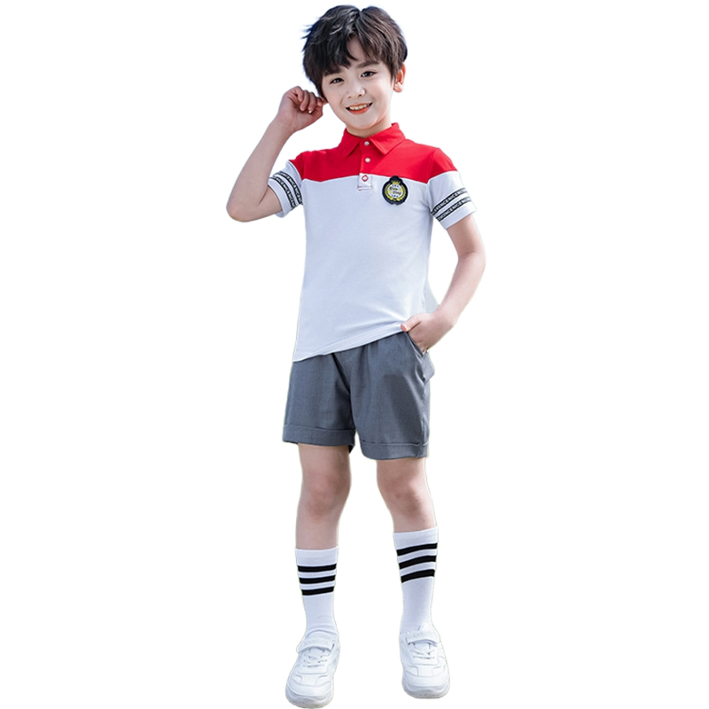Uniforme escolar de verano para niños, de manga corta y corto