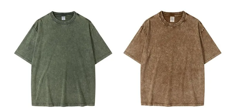 Camiseta de algodón lavada a la moda para niños de verano personalizada al por mayor 270GSM 100% Camiseta para niños con hombros caídos, camiseta vintage de lavado ácido para niños y niñas