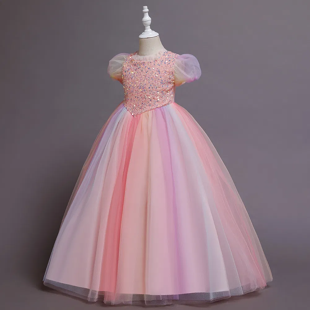 Vestido formal sin mangas de moda con bordado de flores y lazo para niñas, ideal para cumpleaños, fiestas de boda y eventos especiales