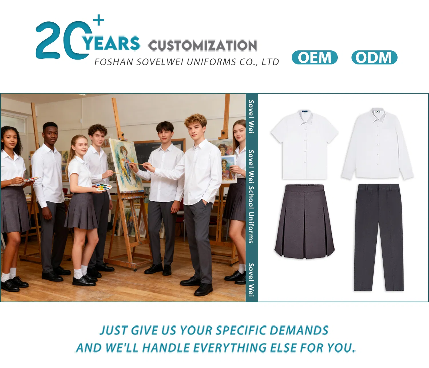 Camisa de manga larga y pantalones escolares Ropa escolar Vestimenta estudiantil