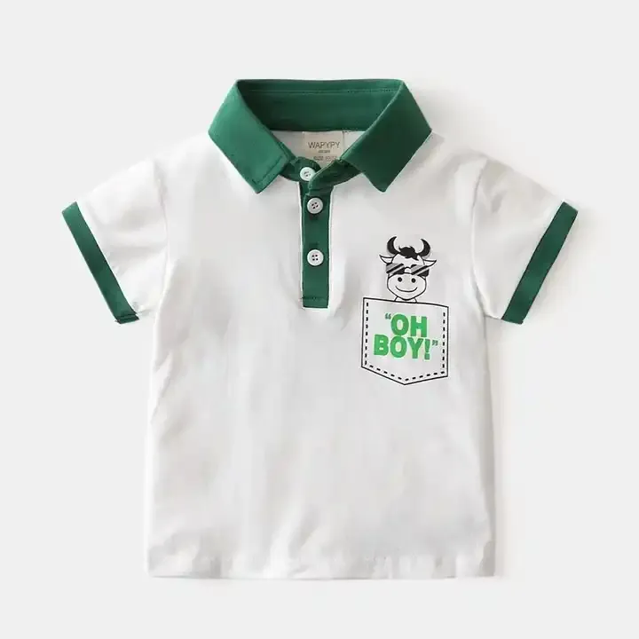 Camiseta de verano de cuello redondo y manga corta para niños, ropa infantil