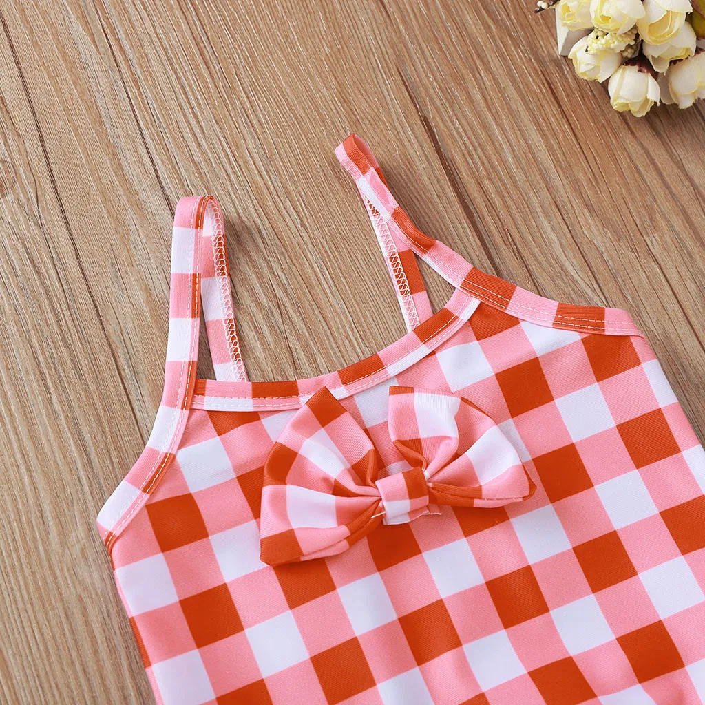 Ropa de baño para niñas, bebés y niños pequeños, moda para recién nacidos, traje de baño a cuadros 2020 Ropa de verano