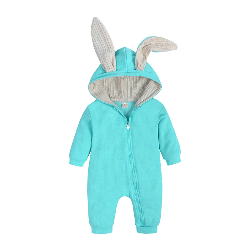 Mono de algodón para bebé, ropa de conejito lindo, mamelucos con cremallera, ropa para bebés, pijamas para bebés