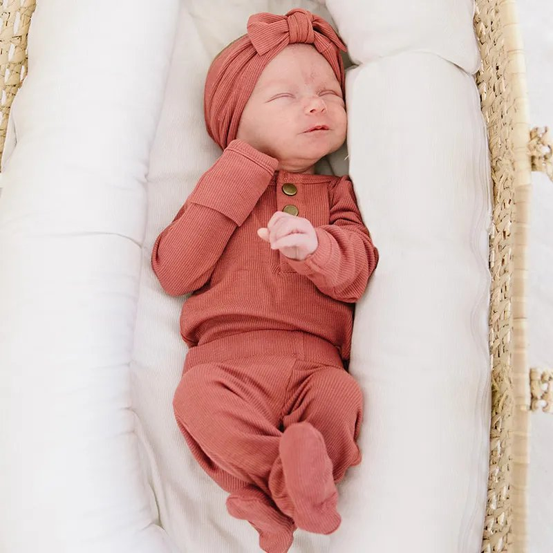 Conjuntos de Ropa para Bebés Ropa de Recién Nacido Conjuntos de Ropa de Bambú para Niños Pequeños Conjunto de Pantalones para Bebés Ecológico Orgánico Personalizado para Infantes 2 Pieza