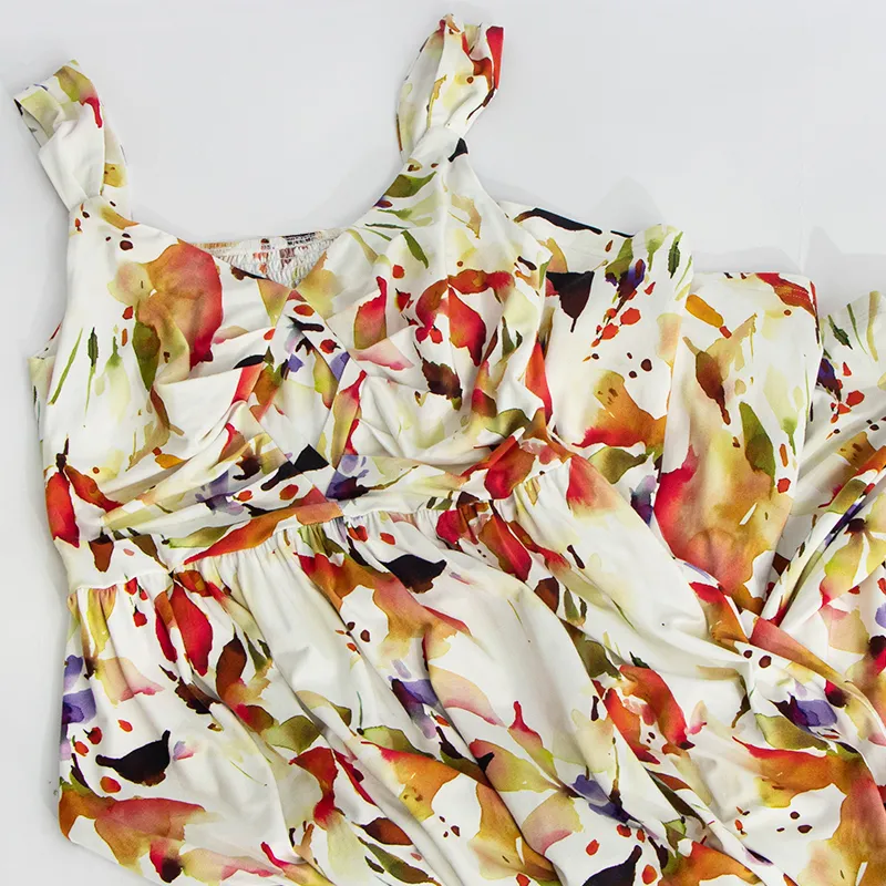 Vestido de niña casual de verano impreso de bambú transpirable y suave al por mayor