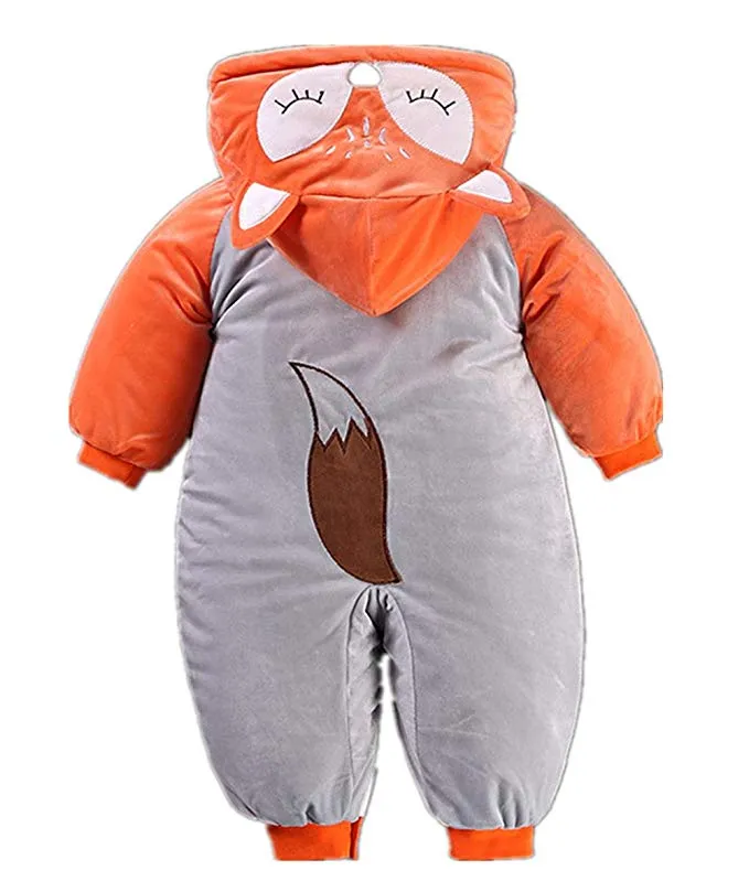 Mono grueso de dibujos animados de animales para bebés y niños pequeños, traje cálido para niños, ropa de otoño e invierno