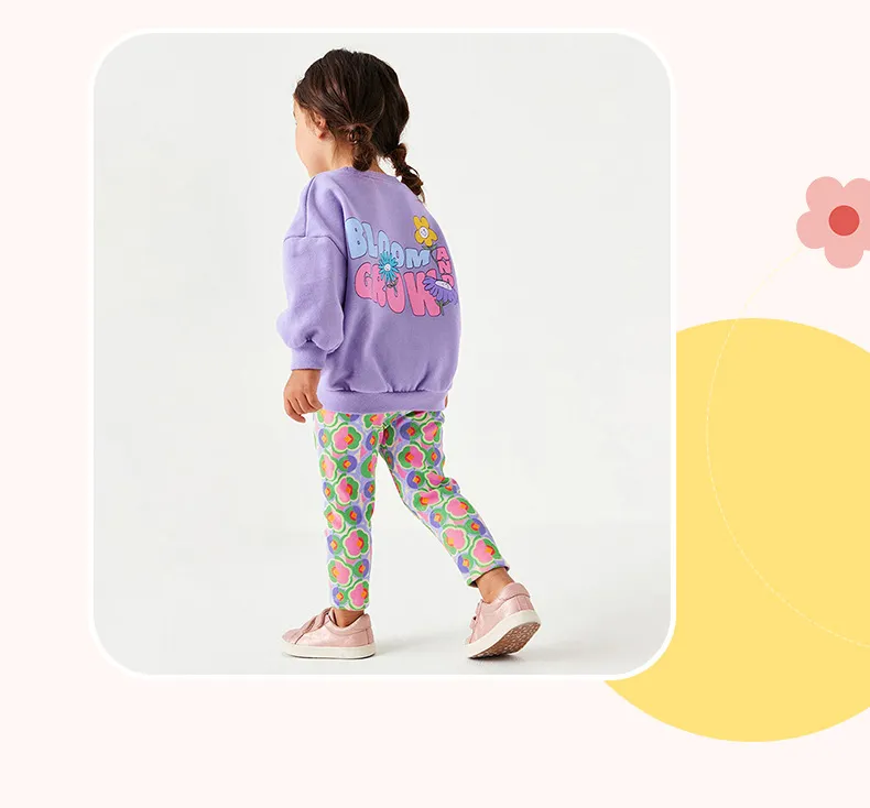 Ropa para niños Dulces Niña lila Color Sudadera Flor de amante Legging 2pcs Set ropa para niños