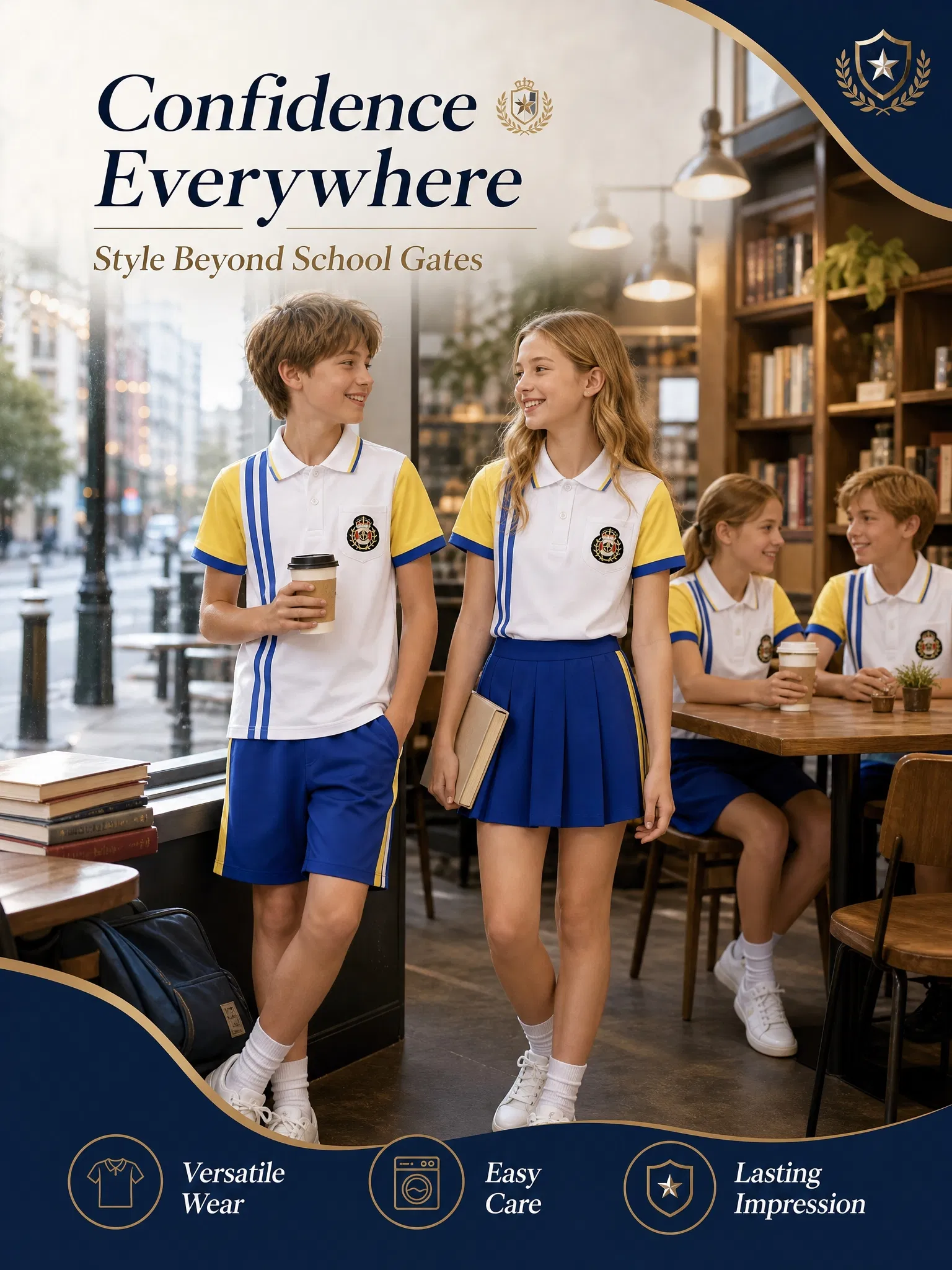 Conjuntos de calidad diseñados para niños y niñas, uniforme escolar