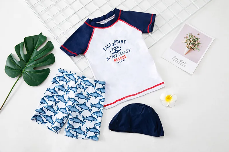 Conjunto de tres piezas para niños Upf50 Traje de baño UV Ropa de playa para niños