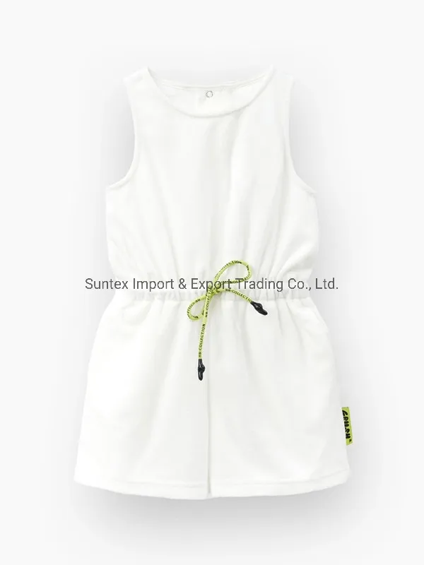100% Tela de punto de algodón Terry color blanco ropa para niños ropa infantil