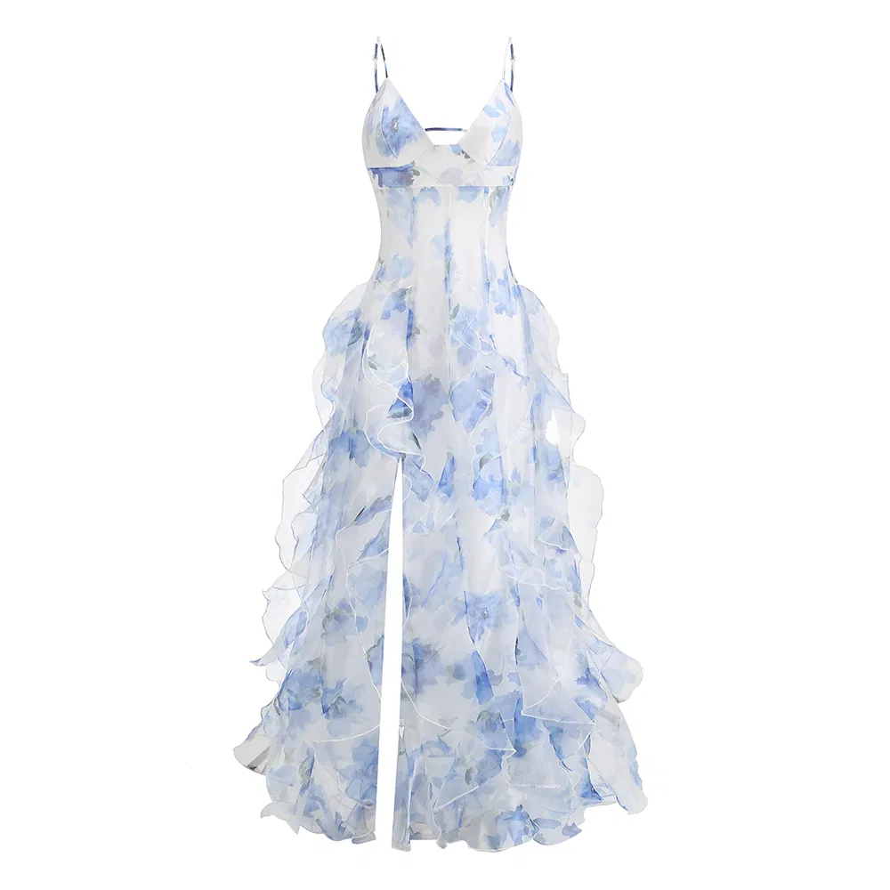Vestido elegant de verano floral frontal