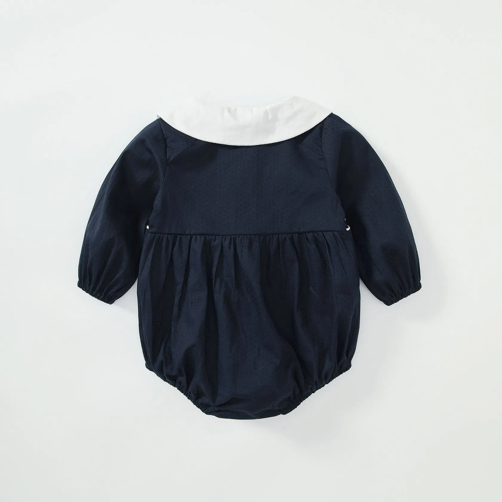 Ropa de niño al por mayor, camisa de manga larga de bebé negro, prenda infantil de una pieza con estampado floral y corbata