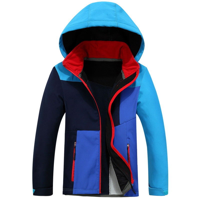 Chaqueta Softshell para Niños Ropa Infantil Abrigo Forrado de Forro Polar Chaqueta con Capucha de Parches