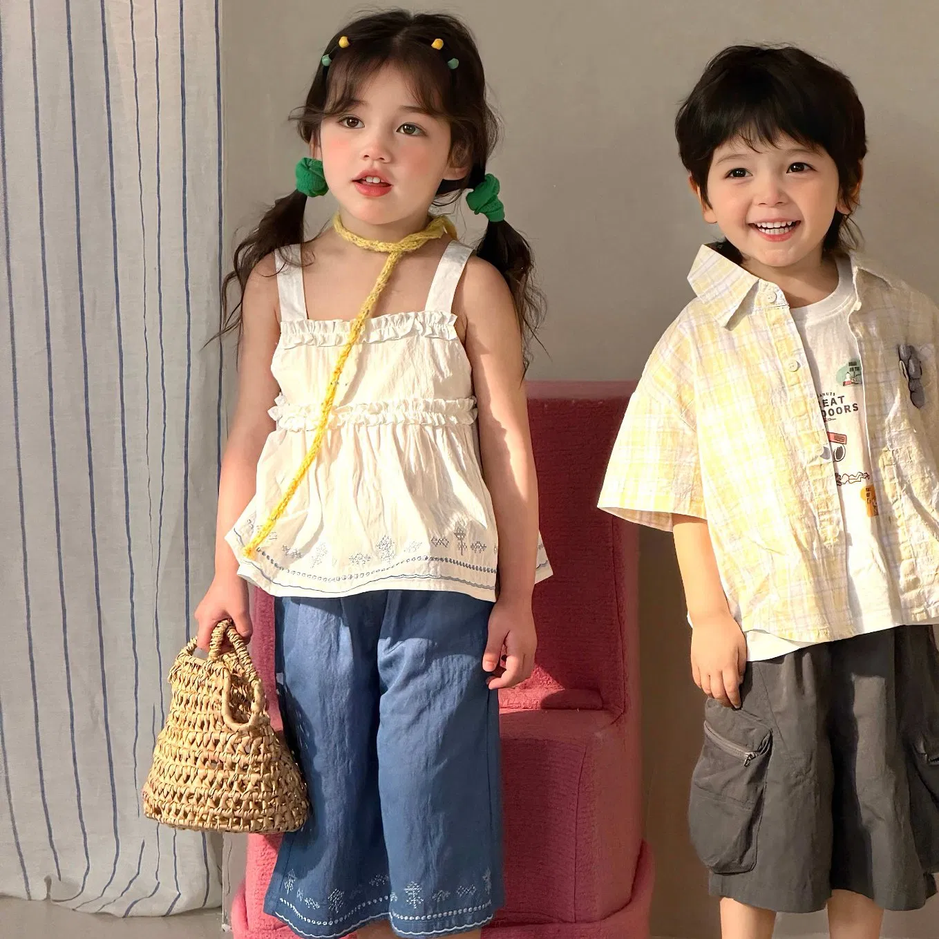 Conjunto de denim para niñas con camiseta y jeans