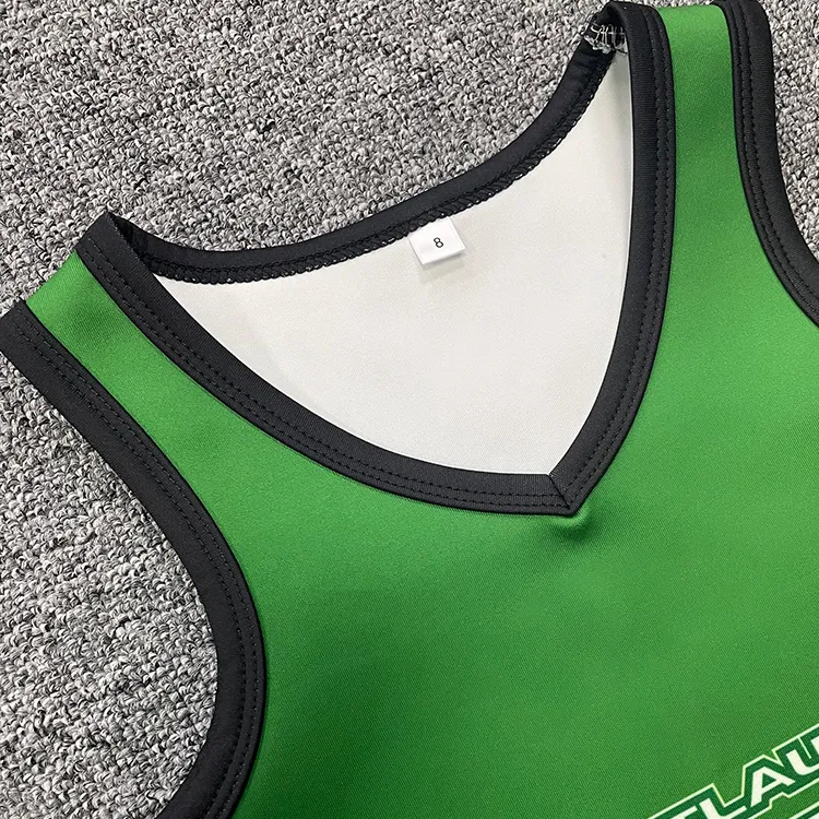 Uniformes de práctica personalizados para el equipo de baile femenino, ropa de animación sublimada