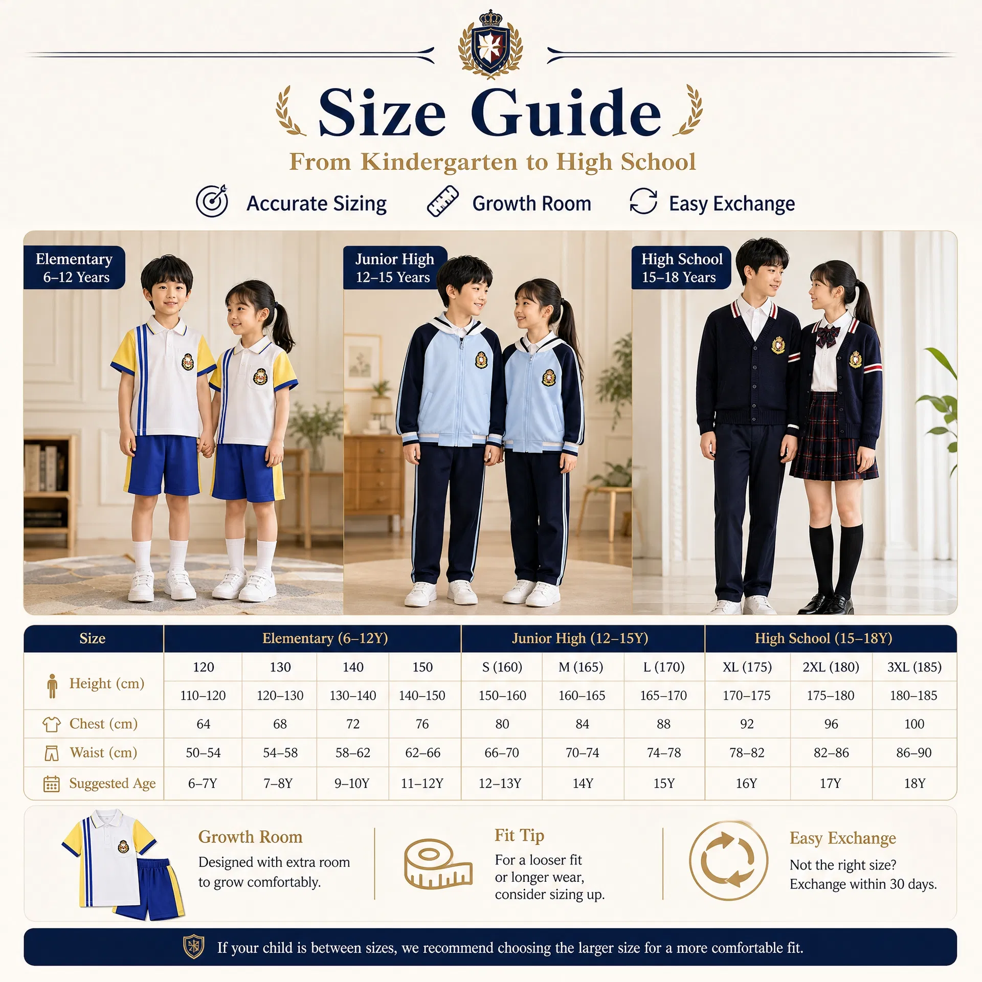 Conjuntos de calidad diseñados para niños y niñas, uniforme escolar