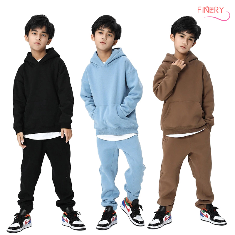 OEM 350GSM Personalizar 95%Cotton Ropa para Niños y Niñas Conjuntos de Sudaderas con Capucha de Manga Larga y Pantalones de Chándal Alta Calidad Ropa Infantil