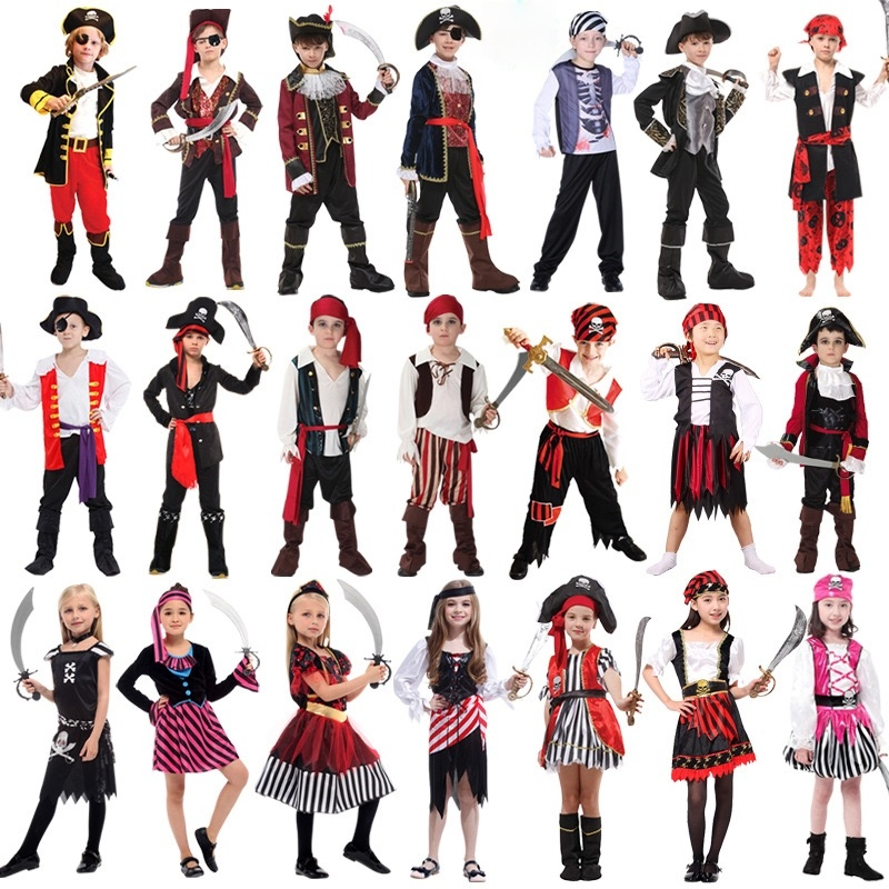 Disfraz de Halloween para niños, disfraces de pirata, ropa de actuación para niños para fiestas