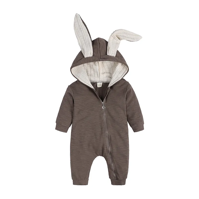 Mono de algodón para bebé, ropa de conejito lindo, mamelucos con cremallera, ropa para bebés, pijamas para bebés