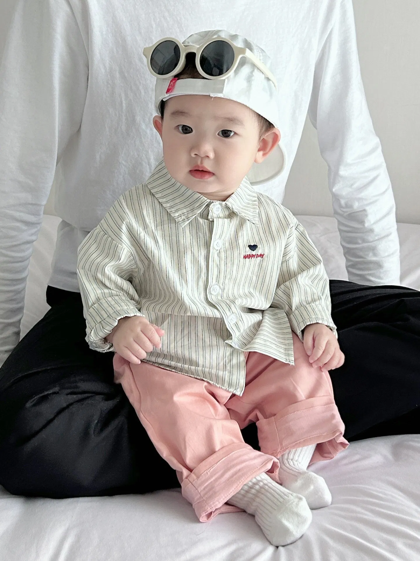 Conjunto de ropa para niños de primavera y otoño, camisa a rayas y pantalones casuales de 3-8 años